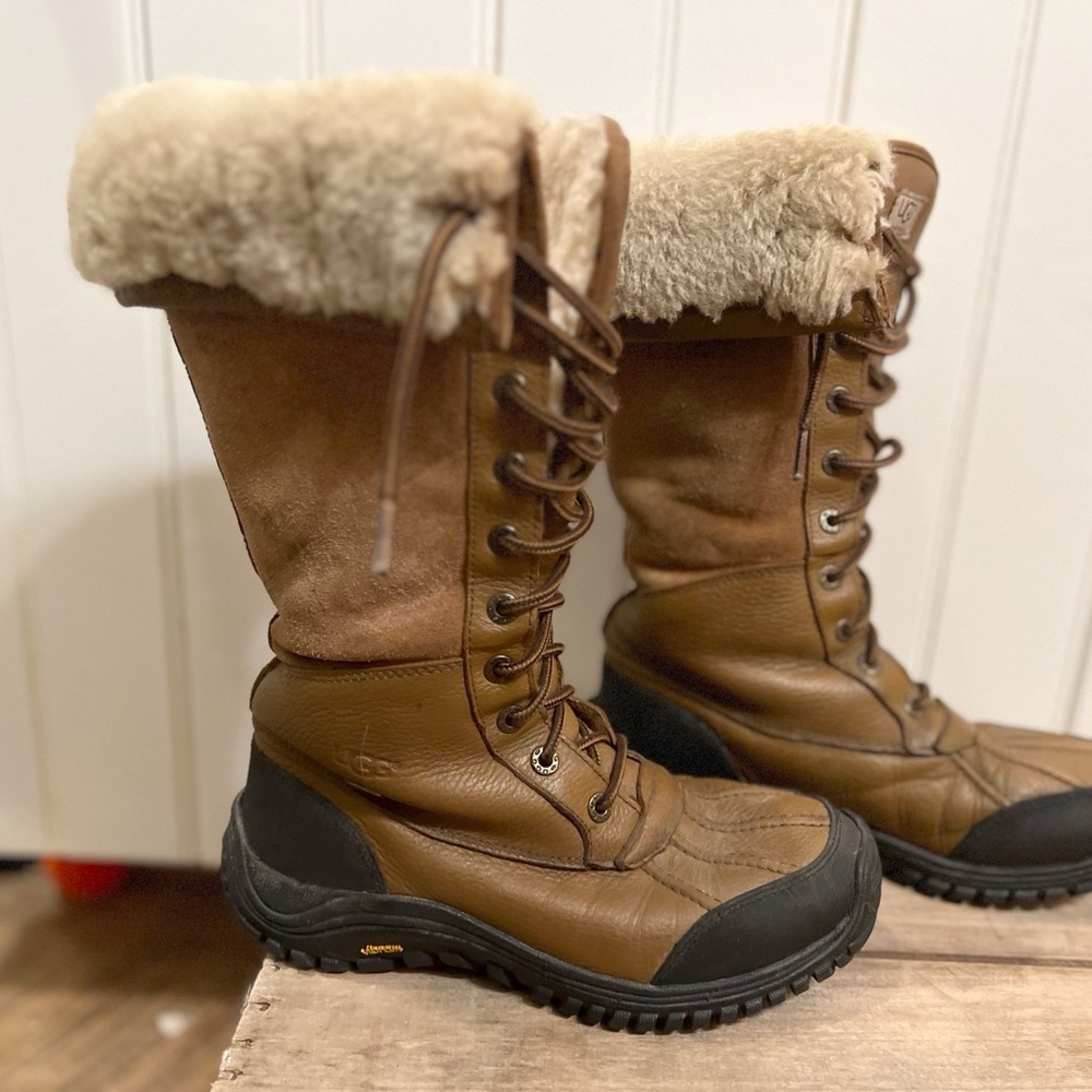 UGG Brown Winter Rain Boots with Plush Fur Lining